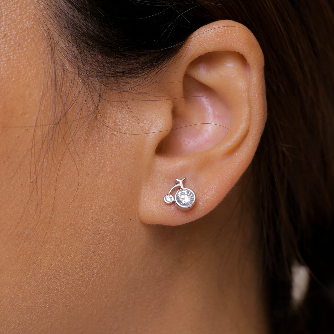 925 Sterling Silver Studs, Bicycle Stud Earrings, Hypoallergenic Studs, Silver Stud Earrings, Sparkly Stud Earrings, CZ Bicycle Studs