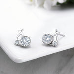 Load image into Gallery viewer, 925 Sterling Silver Studs, Bicycle Stud Earrings, Hypoallergenic Studs, Silver Stud Earrings, Sparkly Stud Earrings, CZ Bicycle Studs
