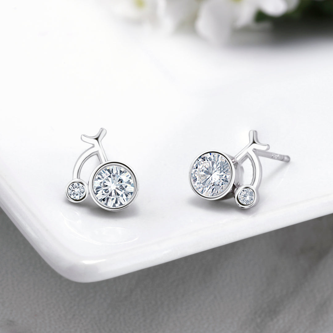 925 Sterling Silver Studs, Bicycle Stud Earrings, Hypoallergenic Studs, Silver Stud Earrings, Sparkly Stud Earrings, CZ Bicycle Studs