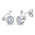 Load image into Gallery viewer, 925 Sterling Silver Studs, Bicycle Stud Earrings, Hypoallergenic Studs, Silver Stud Earrings, Sparkly Stud Earrings, CZ Bicycle Studs
