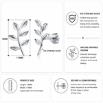 Load image into Gallery viewer, 925 Sterling Silver Leaf Stud Earrings for Women, Dainty Vine Climber Style Studs, Hypoallergenic Minimalist Botanical Jewelry Gift
