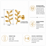 Load image into Gallery viewer, 925 Sterling Silver Leaf Stud Earrings for Women, Dainty Vine Climber Style Studs, Hypoallergenic Minimalist Botanical Jewelry Gift