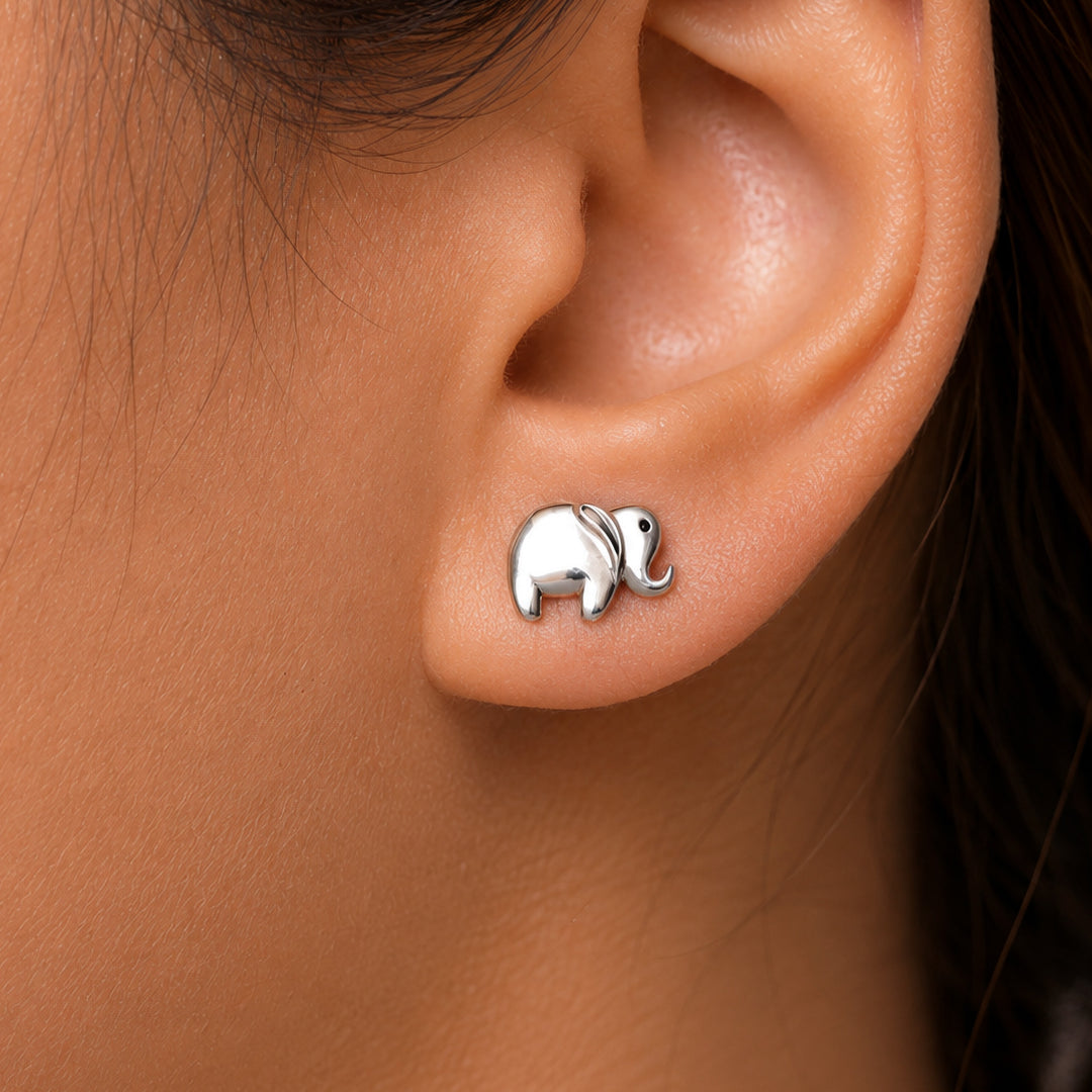 925 Sterling Silver Elephant Stud Earrings, Silver Elephant Earrings, Elephant stud for Gifts, Hypoallergenic Jewellery, Elephant Studs, Animal Jewelry