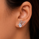 Load image into Gallery viewer, 925 Sterling Silver Butterfly Stud Earrings for Women with White Cat's Eye Stone &amp; AAA CZ, Dainty Hypoallergenic Animal Jewelry Gift for Girls, Teens