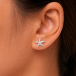 Load image into Gallery viewer, 925 Sterling Silver Starfish Stud Earrings for Women, Hypoallergenic Dainty Textured Sea Star Studs, Ocean Beach Themed Jewelry Summer Gift