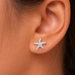 Load image into Gallery viewer, 925 Sterling Silver Starfish Stud Earrings for Women, Hypoallergenic Dainty Textured Sea Star Studs, Ocean Beach Themed Jewelry Summer Gift