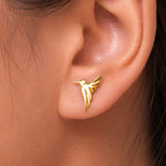 Load image into Gallery viewer, 925 Sterling Silver Hummingbird Stud Earrings for Women Girls, Hypoallergenic Small Dainty 3D Bird Studs, Minimalist Animal Nature Jewelry Gift