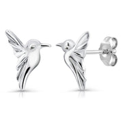 925 Sterling Silver Hummingbird Stud Earrings for Women Girls, Hypoallergenic Small Dainty 3D Bird Studs, Minimalist Animal Nature Jewelry Gift
