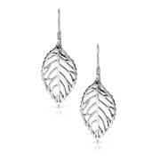925 Sterling Silver Leaf Dangle Earrings for Women, Lightweight Hypoallergenic Filigree Drop Earrings, Nature Inspired Bohemian Jewelry Gift