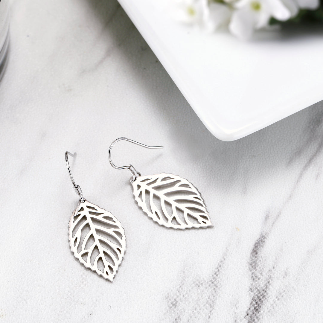 925 Sterling Silver Leaf Dangle Earrings for Women, Lightweight Hypoallergenic Filigree Drop Earrings, Nature Inspired Bohemian Jewelry Gift
