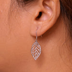 Load image into Gallery viewer, 925 Sterling Silver Leaf Earrings, Dangle Earrings, , Silver Leaf fishhook Earrings, Leaf Dangle Earrings, Fall Dangle Jewelry, Hypoallergenic Earrings
