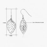 Load image into Gallery viewer, 925 Sterling Silver Leaf Earrings, Dangle Earrings, , Silver Leaf fishhook Earrings, Leaf Dangle Earrings, Fall Dangle Jewelry, Hypoallergenic Earrings
