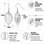 Load image into Gallery viewer, 925 Sterling Silver Leaf Dangle Earrings for Women, Lightweight Hypoallergenic Filigree Drop Earrings, Nature Inspired Bohemian Jewelry Gift