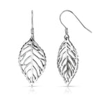 Load image into Gallery viewer, 925 Sterling Silver Leaf Earrings, Dangle Earrings, , Silver Leaf fishhook Earrings, Leaf Dangle Earrings, Fall Dangle Jewelry, Hypoallergenic Earrings
