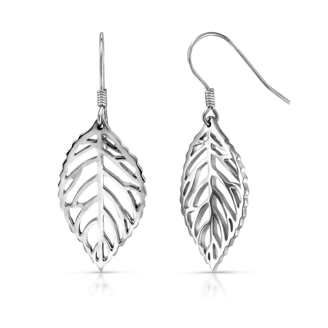 925 Sterling Silver Leaf Earrings, Dangle Earrings, , Silver Leaf fishhook Earrings, Leaf Dangle Earrings, Fall Dangle Jewelry, Hypoallergenic Earrings