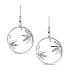 Load image into Gallery viewer, 925 Sterling Silver Cannabis Leaf Earrings, Leaf Dangle Earrings, Silver Leaf Earrings, Marijuana Dangle Earrings, fishhook Earrings, Cz Earrings, Hypoallergenic Earrings
