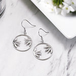 Load image into Gallery viewer, 925 Sterling Silver Cannabis Leaf Earrings, Leaf Dangle Earrings, Silver Leaf Earrings, Marijuana Dangle Earrings, fishhook Earrings, Cz Earrings, Hypoallergenic Earrings
