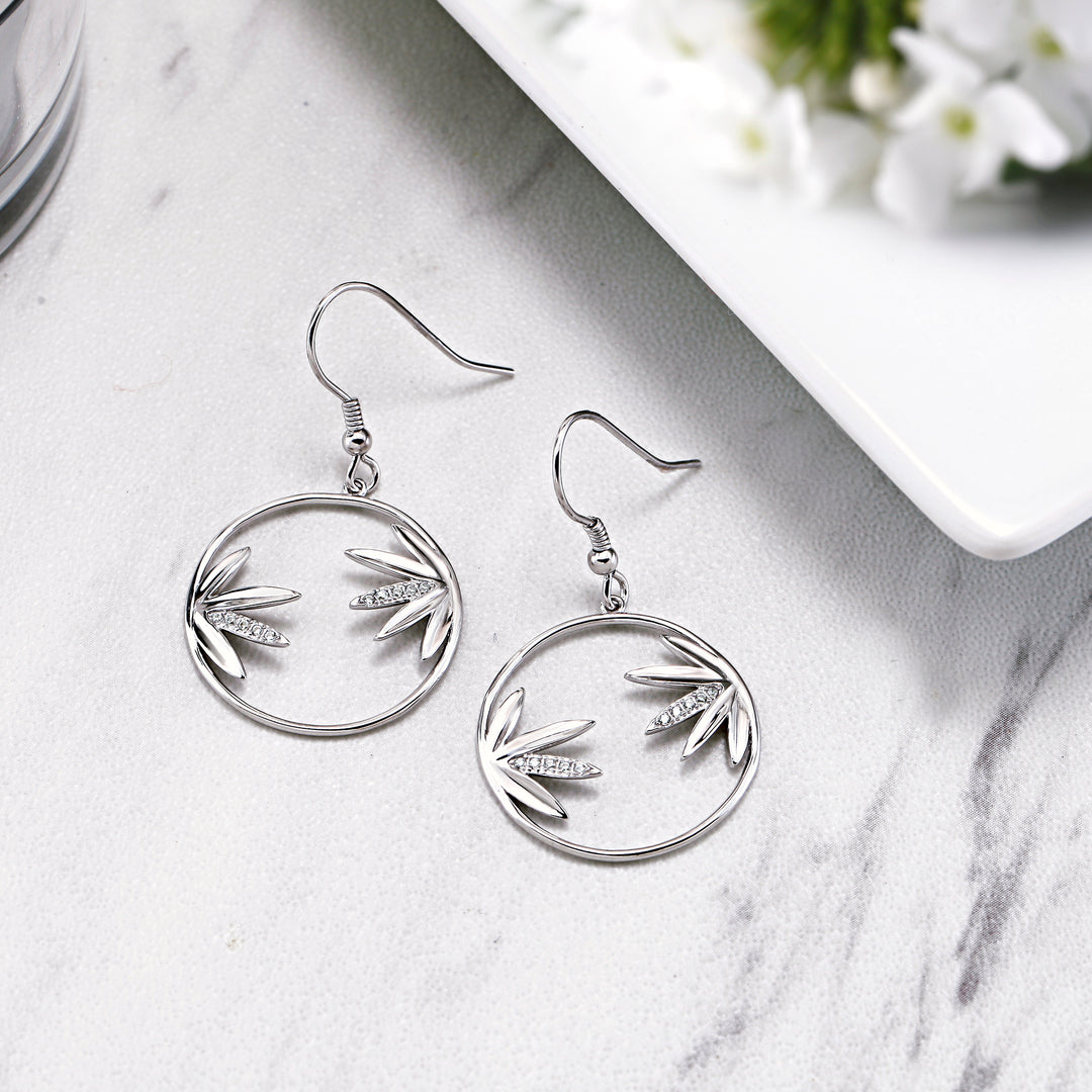 925 Sterling Silver Cannabis Leaf Earrings, Leaf Dangle Earrings, Silver Leaf Earrings, Marijuana Dangle Earrings, fishhook Earrings, Cz Earrings, Hypoallergenic Earrings