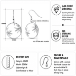 Load image into Gallery viewer, 925 Sterling Silver Bamboo Leaf Dangle Earrings for Women, Nature-Inspired Circle Drop Earrings with AAA Cubic Zirconia, Hypoallergenic Lightweight Fishhook Earrings, Zen Jewelry Gift