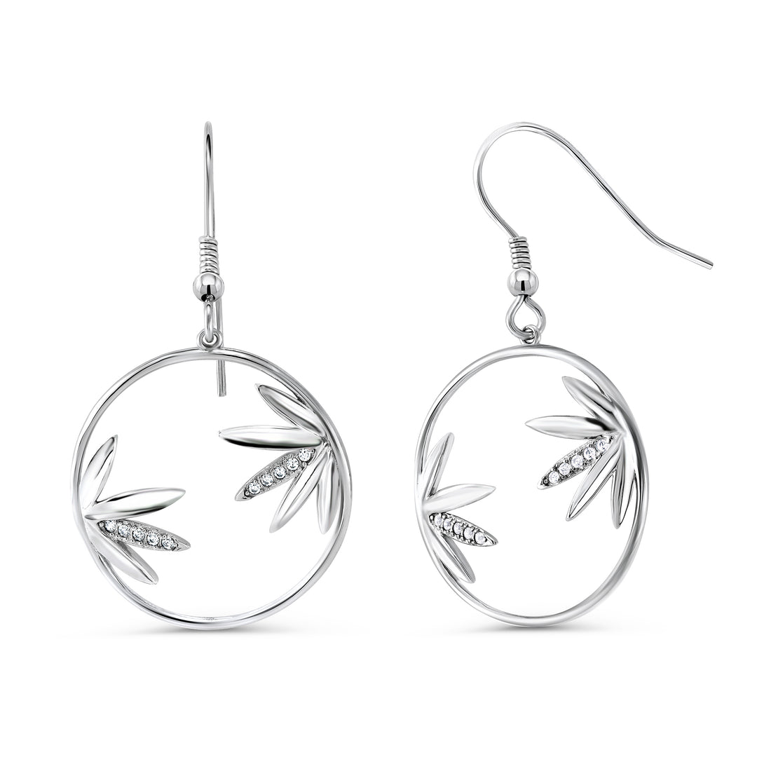 925 Sterling Silver Cannabis Leaf Earrings, Leaf Dangle Earrings, Silver Leaf Earrings, Marijuana Dangle Earrings, fishhook Earrings, Cz Earrings, Hypoallergenic Earrings