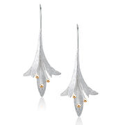 925 Sterling Silver Lily Flower Dangle Drop Earrings for Women, Calla Lily Floral Hook Earrings, Two-Tone Nature Inspired Hypoallergenic Jewelry Gift for Her