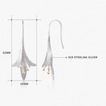 Load image into Gallery viewer, 925 Sterling Silver Lily Dangle  Earrings, Silver Lily Earrings, Hypoallergenic Dangle Earrings, Silver Earrings, Flower Dangle Earrings, Floral Jewelry, Classic Earrings
