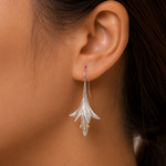 Load image into Gallery viewer, 925 Sterling Silver Lily Flower Dangle Drop Earrings for Women, Calla Lily Floral Hook Earrings, Two-Tone Nature Inspired Hypoallergenic Jewelry Gift for Her