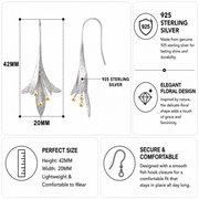 925 Sterling Silver Lily Flower Dangle Drop Earrings for Women, Calla Lily Floral Hook Earrings, Two-Tone Nature Inspired Hypoallergenic Jewelry Gift for Her