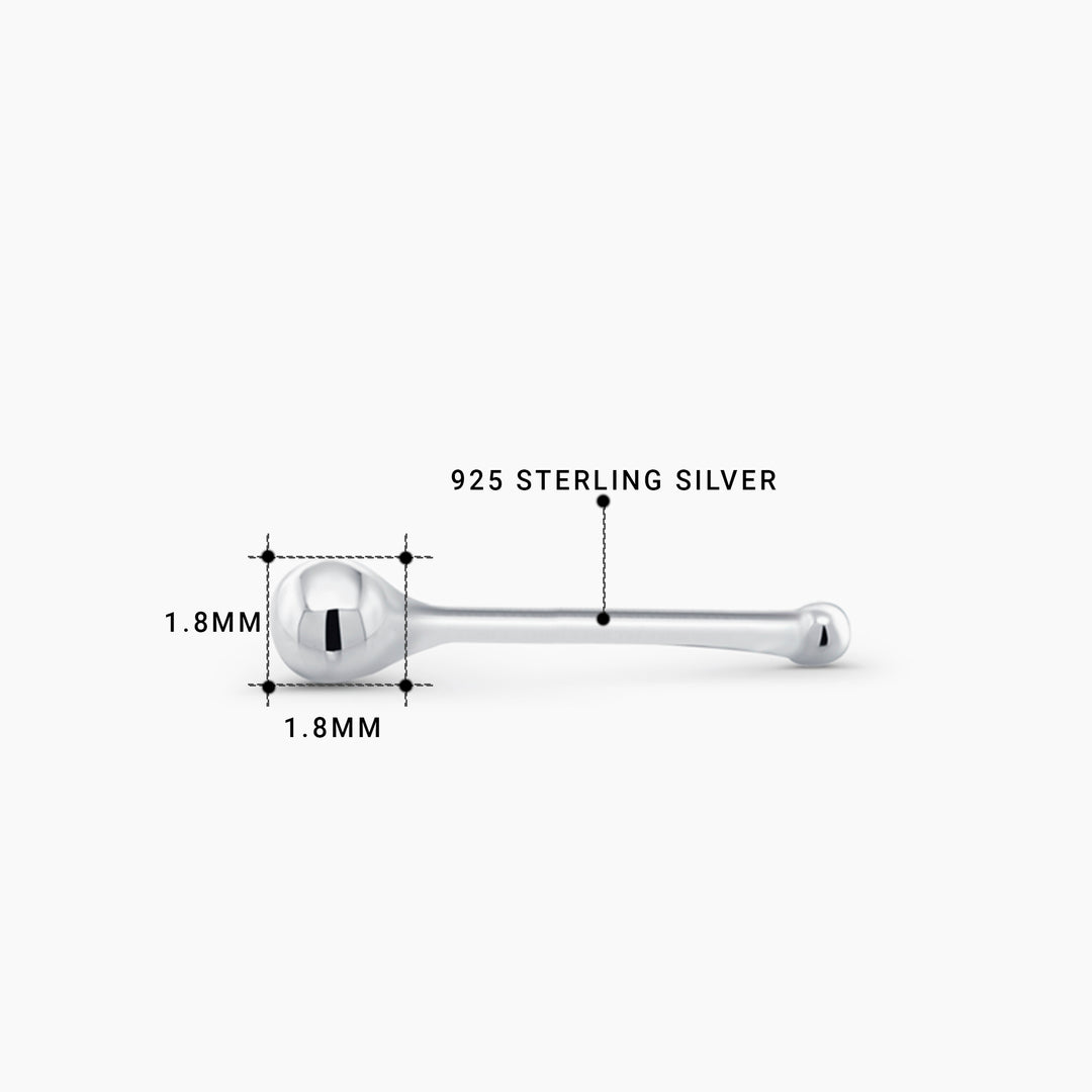 925 Sterling Silver Classy Ball Nose Stud, Nose Ball Stud, Dainty Nose Stud, Gold Tiny Nose Stud, Hypoallergenic Nose Stud