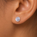 Load image into Gallery viewer, 925 Sterling Silver Aqua Blue Crystal Bezel Set Earrings, Round Crystal Bezel Studs, Aqua Blue Crystal Stud Earrings, Silver Bezel Studs, Hypoallergenic Stud Earrings, Classic Stud Earrings