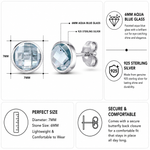 Load image into Gallery viewer, 925 Sterling Silver Aqua Blue Crystal Bezel Set Earrings, Round Crystal Bezel Studs, Aqua Blue Crystal Stud Earrings, Silver Bezel Studs, Hypoallergenic Stud Earrings, Classic Stud Earrings