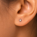 Load image into Gallery viewer, 925 Sterling Silver Black Star Cartilage Studs, Silver Celestial Studs, Star Stud Earrings, Cartilage Studs, Black Rhodium Plated Star Studs, Hypoallergenic Stud Earrings