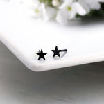Load image into Gallery viewer, 925 Sterling Silver Black Star Cartilage Studs, Silver Celestial Studs, Star Stud Earrings, Cartilage Studs, Black Rhodium Plated Star Studs, Hypoallergenic Stud Earrings