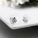 Load image into Gallery viewer, 925 Sterling Silver Scallop Stud Earrings, Scallop Studs, Sea Shell Studs, Sea life Jewelry, Hypoallergenic Studs, Scallop Sea Shell Earrings, Dainty Stud Earrings