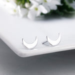 Load image into Gallery viewer, 925 Sterling Silver Crescent Moon Stud Earrings for Women | Dainty Minimalist Hypoallergenic Celestial Jewelry | Cute Small Moon Studs for Girls