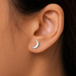 Load image into Gallery viewer, 925 Sterling Silver Crescent Moon Stud Earrings for Women | Dainty Minimalist Hypoallergenic Celestial Jewelry | Cute Small Moon Studs for Girls