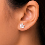 Load image into Gallery viewer, 925 Sterling Silver Cherry Blossoms Stud Earrings, Blossoms Earrings, Pink Cz Flower Stud Earrings, Blossoms Flower Charm Earrings, Hypoallergenic Flower Studs, Floral Jewelry
