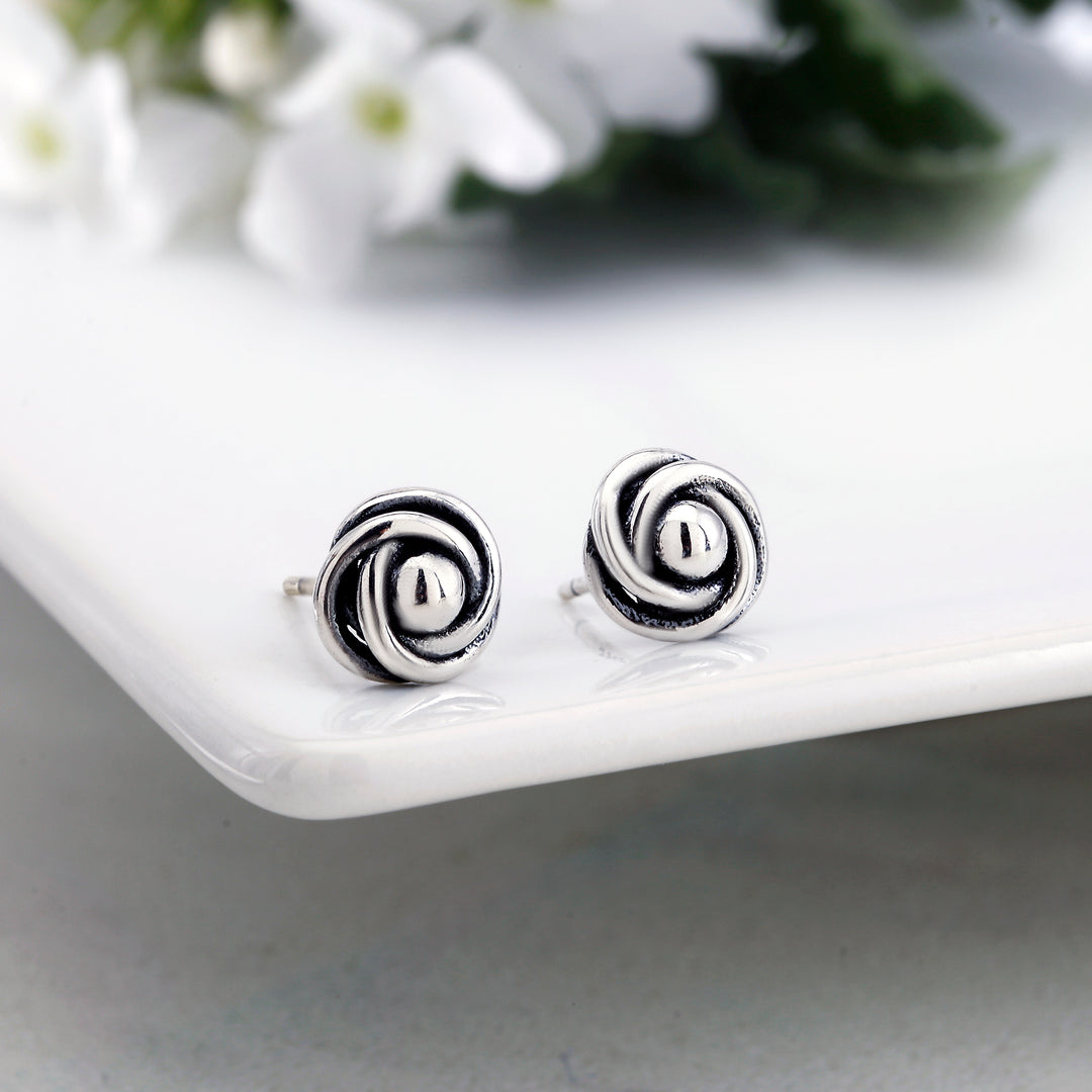 925 Sterling Silver Love Knot Stud Earrings for Women | Classic Infinity Rose Knot Studs | Hypoallergenic Jewelry Gift for Her