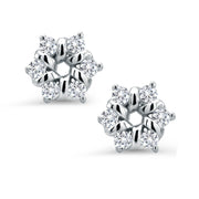 925 Sterling Silver Flower CZ Stud Earrings,  Sparkly Cz Stud Earrings, Friction Back Studs, Hypoallergenic Studs, Daily wear Studs