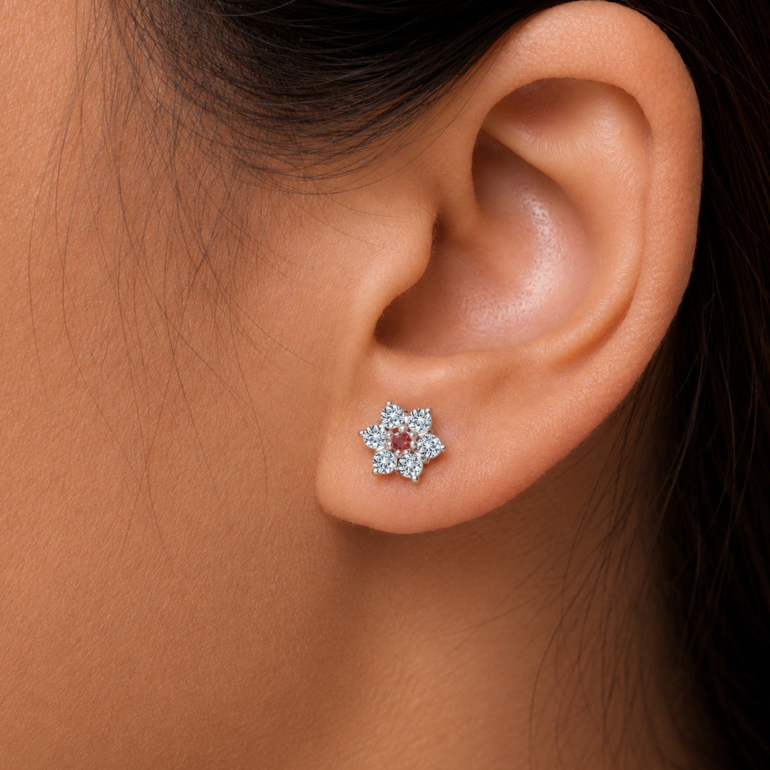 925 Sterling Silver Flower CZ Stud Earrings,  Sparkly Cz Stud Earrings, Friction Back Studs, Hypoallergenic Studs, Daily wear Studs