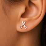 Load image into Gallery viewer, 925 Sterling Silver Sterling Silver Tiny Scissors Stud Earrings,  Cute Scissors Studs, Scissors Stud Earrings, Hypoallergenic Stud Earrings, Dainty Studs