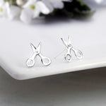 Load image into Gallery viewer, 925 Sterling Silver Sterling Silver Tiny Scissors Stud Earrings,  Cute Scissors Studs, Scissors Stud Earrings, Hypoallergenic Stud Earrings, Dainty Studs
