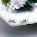 Load image into Gallery viewer, 925 Sterling Silver Kitten Stud Earrings,  Hypoallergenic Stud Earrings, Tiny Stud Earrings, Dainty Stud Earrings
