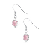 Load image into Gallery viewer, 925 Sterling Silver Pink Quartz Dangle Earrings, Simulated Quartz Dangle Earrings, Dangle Earrings, Fish Hook Earrings, Hypoallergenic Dangle Earrings, Red Quartz Dangle Earrings
