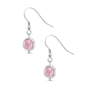 925 Sterling Silver Pink Quartz Dangle Earrings, Simulated Quartz Dangle Earrings, Dangle Earrings, Fish Hook Earrings, Hypoallergenic Dangle Earrings, Red Quartz Dangle Earrings