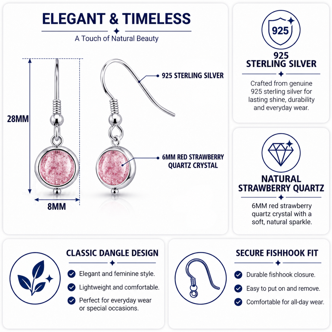 925 Sterling Silver Quartz Dangle Earrings, Simulated Quartz Dangle Earrings, Silver Dangle Earrings, Fishhook Dangle Earrings, Hypoallergenic Dangle earrings