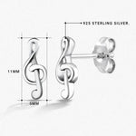 Load image into Gallery viewer, 925 Sterling Silver Music Note Studs, Minimalist Note Studs, Tiny Note Stud Earrings, Music Note Studs, Note Studs, Dainty Studs, Friction Back Studs, Hypoallergenic Studs
