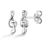 Load image into Gallery viewer, 925 Sterling Silver Music Note Studs, Minimalist Note Studs, Tiny Note Stud Earrings, Music Note Studs, Note Studs, Dainty Studs, Friction Back Studs, Hypoallergenic Studs
