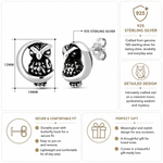 Load image into Gallery viewer, 925 Sterling Silver Owl On The Moon Studs, Silver Owl Studs, Dainty Owl Studs, Oxidize Studs, Owl On The Moon Studs, Hypoallergenic Stud Earrings