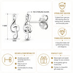Load image into Gallery viewer, 925 Sterling Silver Music Note Studs, Minimalist Note Studs, Tiny Note Stud Earrings, Music Note Studs, Note Studs, Dainty Studs, Friction Back Studs, Hypoallergenic Studs